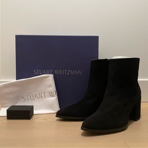 LAST CHANCE: Stuart Weitzman Trendy Black Suede Ankle Boot - Size 6M